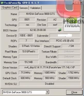 GeForce 9800 GTS: скриншоты и результаты разгона GeForce 9800 GTS: скриншоты и результаты разгона