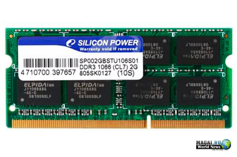 Модули Silicon Power DDR3-1066 SO-DIMM для Intel Centrino 2