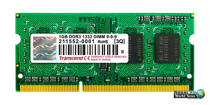 Новые модули SO-DIMM DDR3 памяти для ноутбуков от Transcend