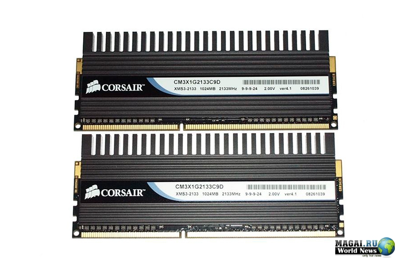Планки на 2 Гб памяти DDR3-2133 серии DOMINATOR от Corsair