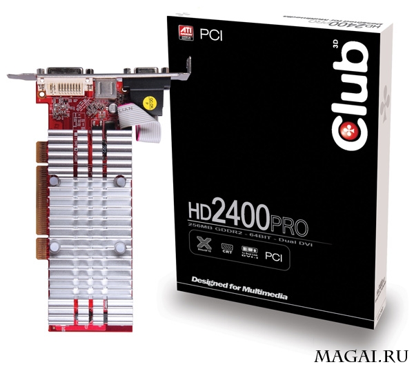 Radeon HD 2400 PRO от Club 3D с низким профилем под шину PCI Radeon HD 2400 PRO от Club 3D с низким профилем под шину PCI