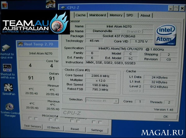 Энтузиасты разогнали Intel Atom N270 до 2,385 ГГц! Энтузиасты разогнали Intel Atom N270 до 2,385 ГГц!