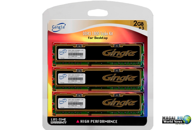 Трёхканальные наборы памяти DDR3-1800/1600 от Gingle