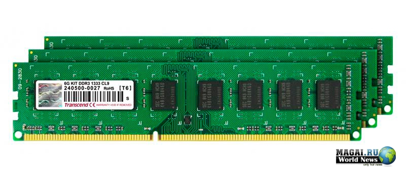 Трёхканальные наборы памяти DDR3-1333 от Transcend