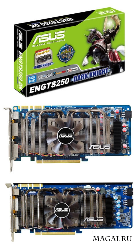 Четыре GeForce GTS 250 от ASUS с кулерами Dark Knight и Glaciator Четыре GeForce GTS 250 от ASUS с кулерами Dark Knight и Glaciator