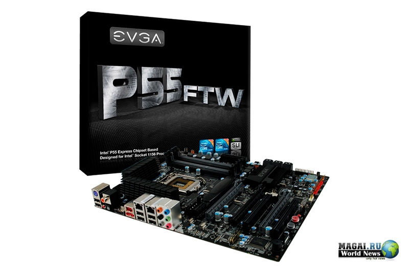 Фотографии платы EVGA P55 FTW: "темная" сила